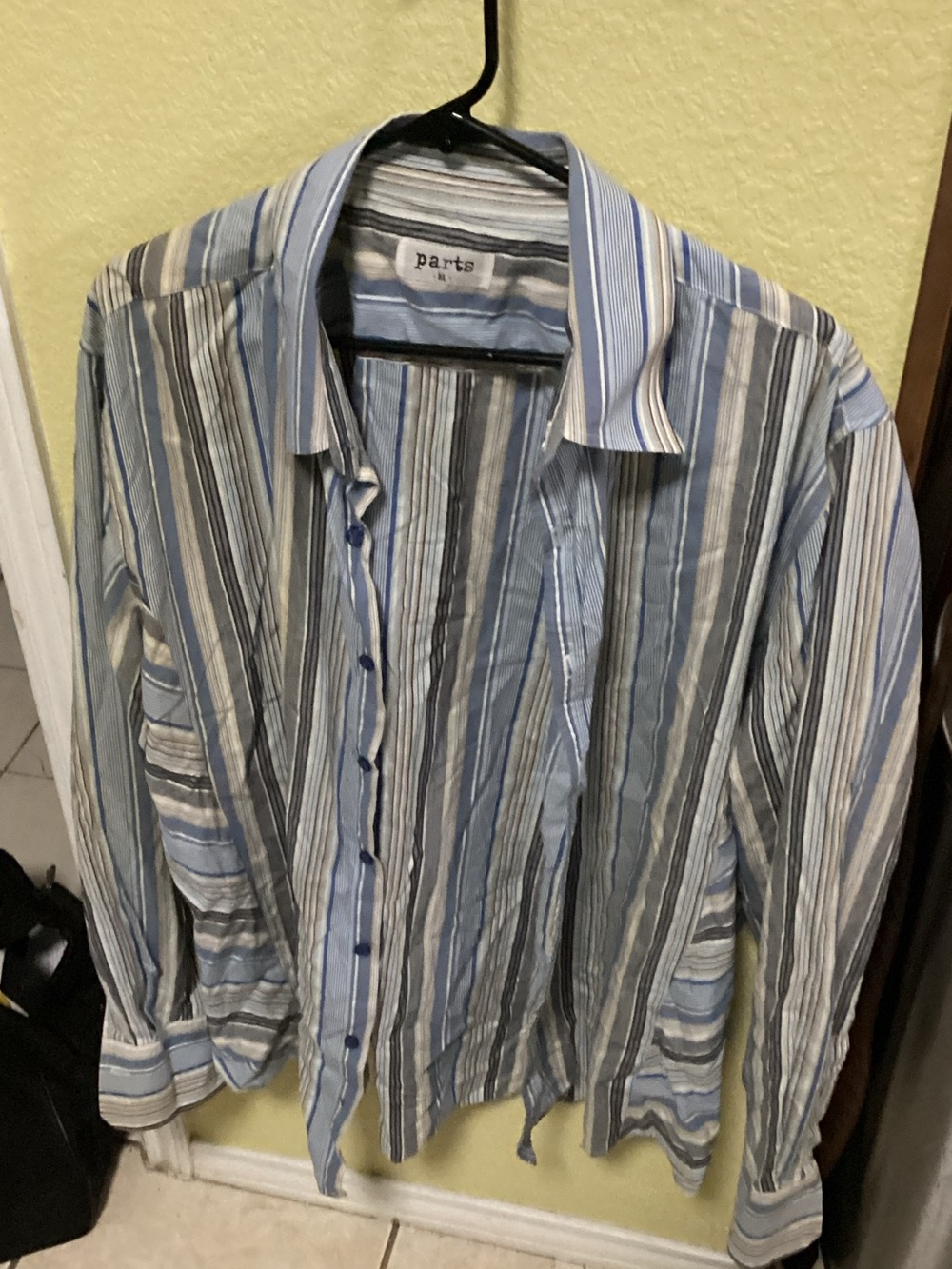 Parts Men's Blue & White Striped Casual Button-Down Shirt